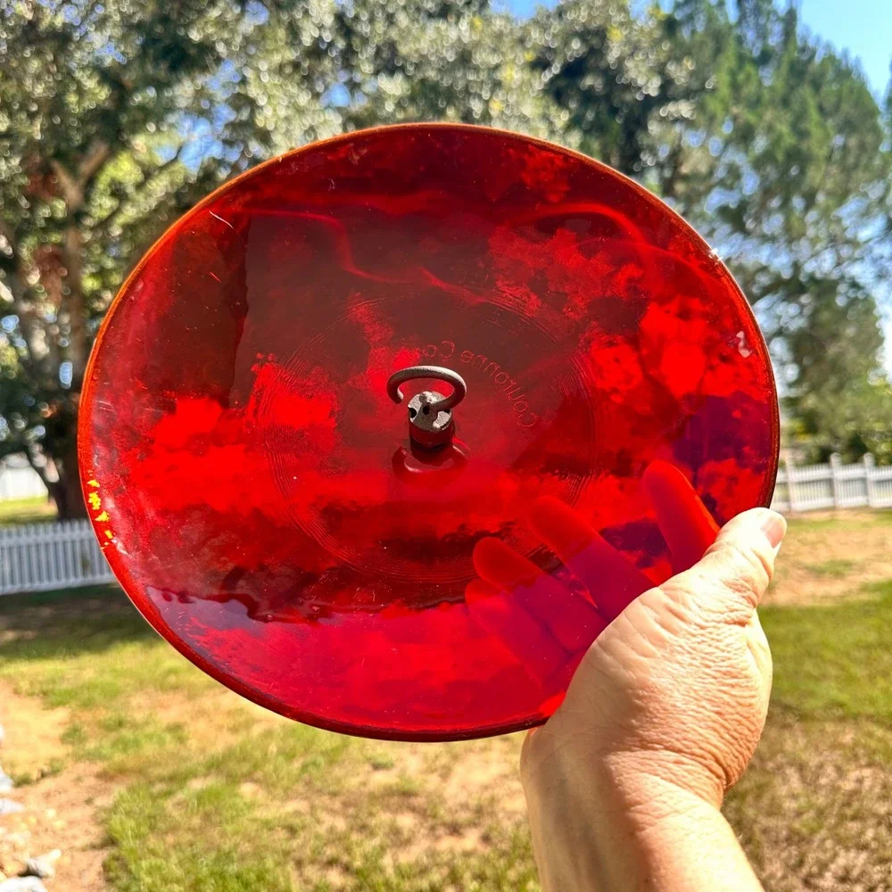 Couronne Co Ruby Red Glass Bird Feeder Baffle Dome 11in Weather Guard